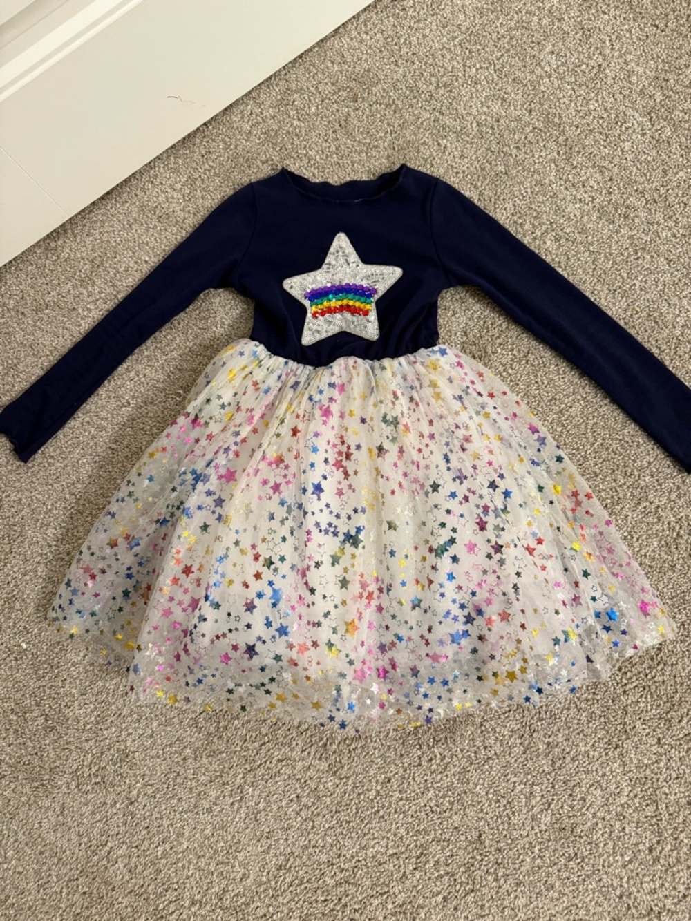 Navy Star Rainbow Tulle Dress for Kids